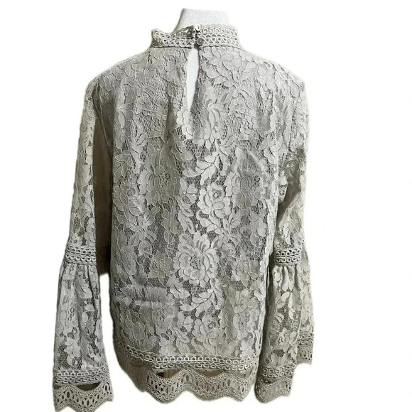 NWOT Listicle lace gray/silver long sleeve top medium - Picture 3 of 13